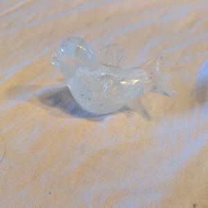 2/30$ Vintage Clear And White Hand Blown Glass Bird Figurine